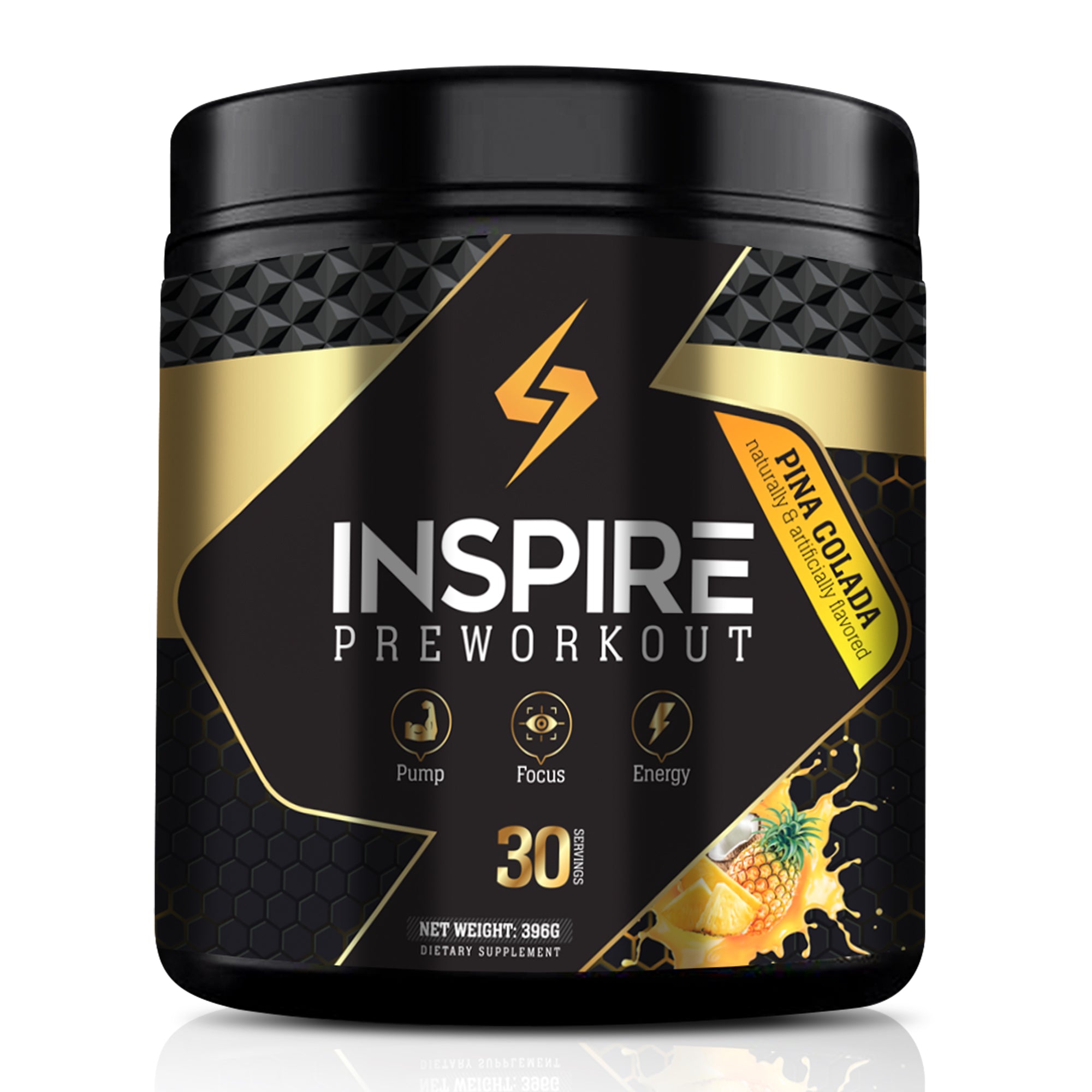 Inspire Pre-Workout, for Men and Women w/ 2:1 6g Citrulline Malate, L-Arginine, Beta Alanine, More, 30 Servings (Pina Colada)