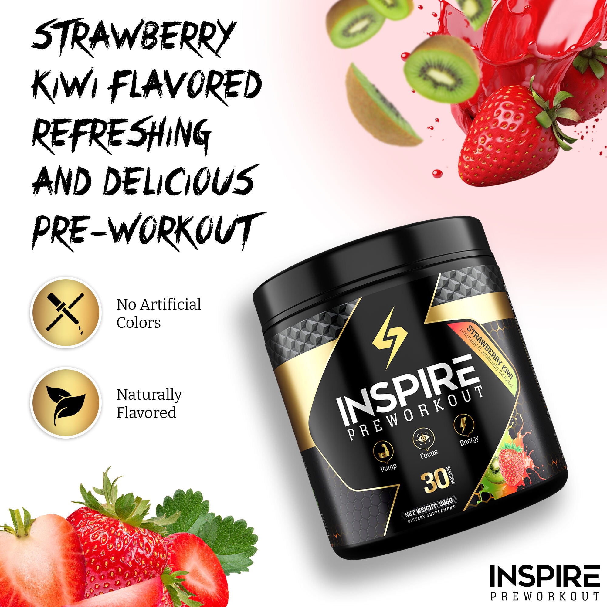 Inspire Pre-Workout, for Men and Women w/ 2:1 6g Citrulline Malate, L-Arginine, Beta Alanine, More, 30 Servings (Pina Colada) Inspire Pre-Workout, for Men and Women w/ 2:1 6g Citrulline Malate, L-Arginine, Beta Alanine, More, 30 Servings (Strawberry Kiwi)