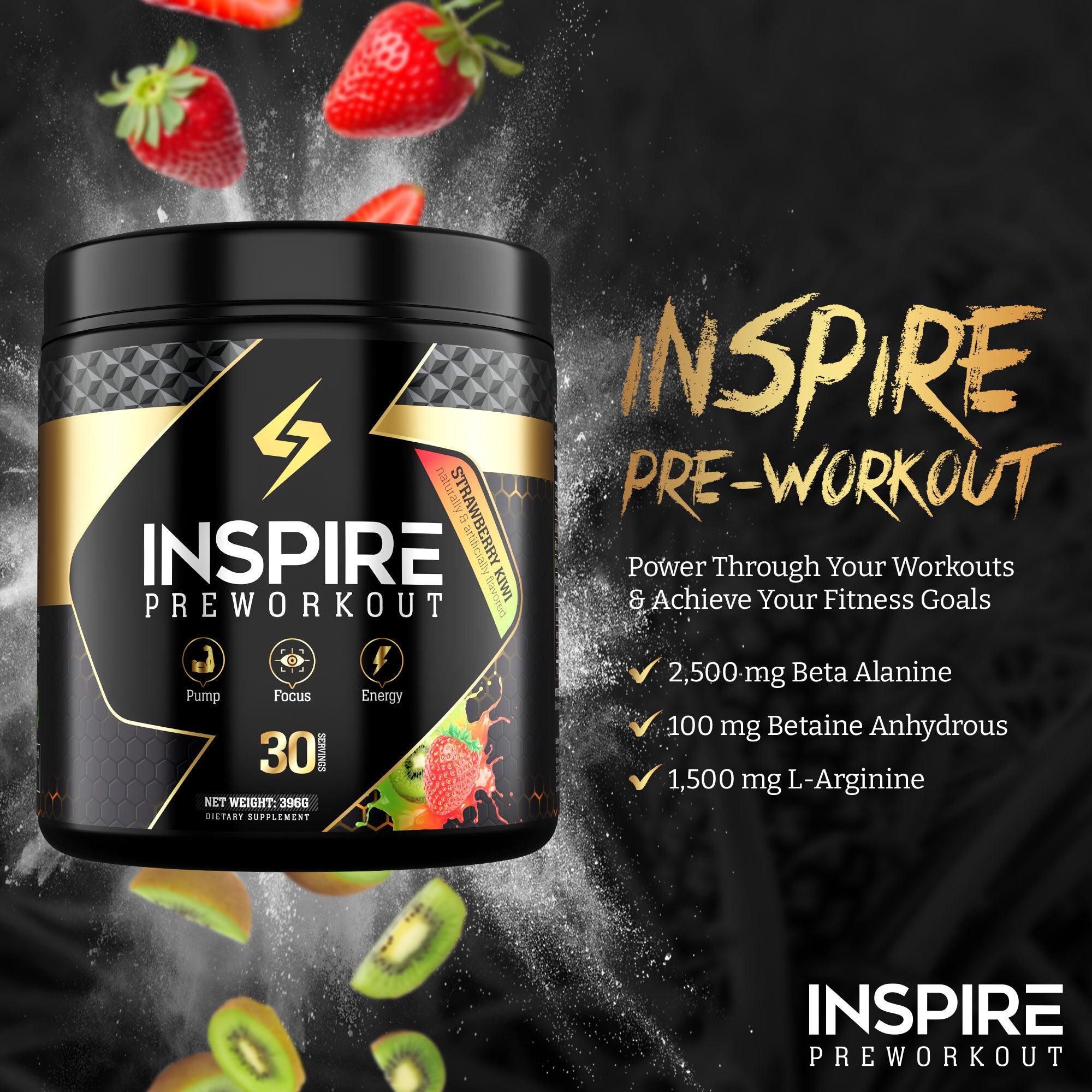 Inspire Pre-Workout, for Men and Women w/ 2:1 6g Citrulline Malate, L-Arginine, Beta Alanine, More, 30 Servings (Pina Colada) Inspire Pre-Workout, for Men and Women w/ 2:1 6g Citrulline Malate, L-Arginine, Beta Alanine, More, 30 Servings (Strawberry Kiwi)